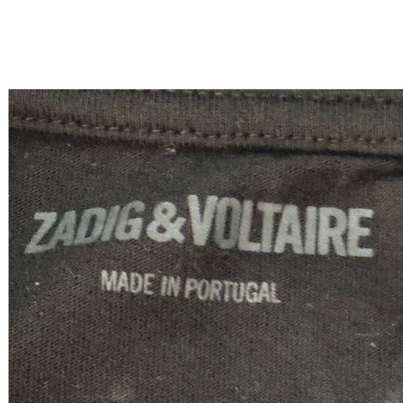 Zadig & Voltaire Short Sleeve Embroidered Skeleton Tee Black Size Large - Picture 8 of 9